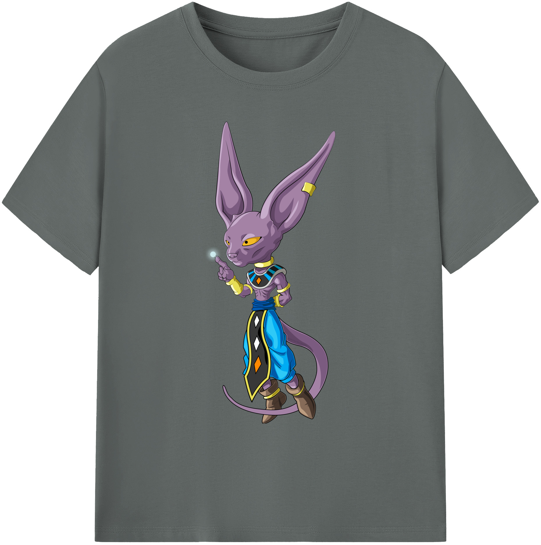 （画像用） ドラゴンボール ビルス 破壊神ビルス DRAGON BALL Beerus Birusu 綿100％ メンズ半袖Tシャツ｜肌触りやわらか＆通気性